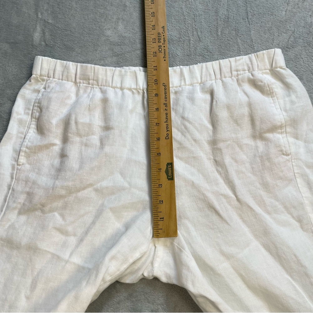 J.Jill Love Linen Pants Medium Petite MP 100% Linen Capri Crop Pull On White - Picture 6 of 8